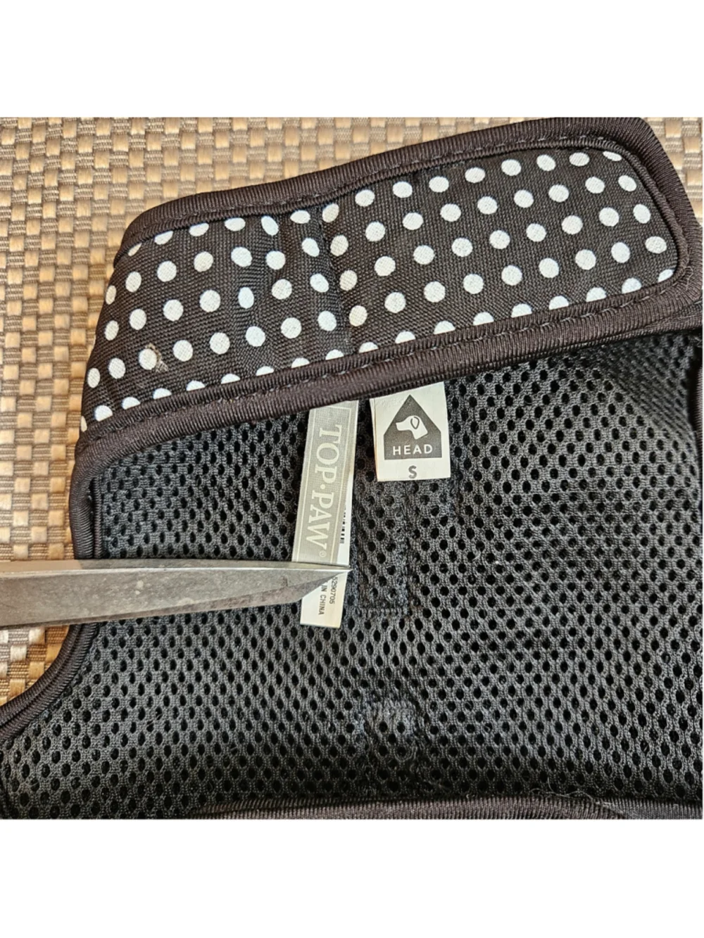Top Paw Polka Dot Pet Harness with Bow Black Pink Size Small NWOT